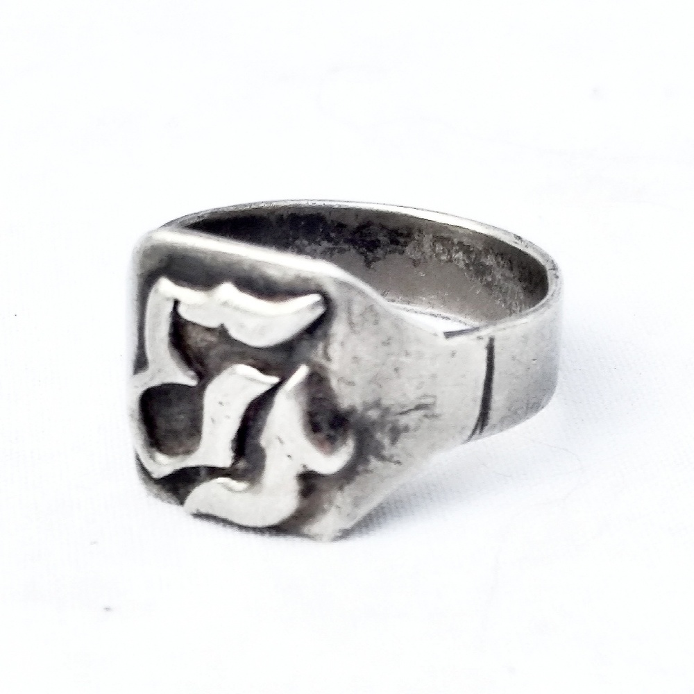 Antique Sterling Silver Unisex Ring w/Unknown Symbol- Size 11
